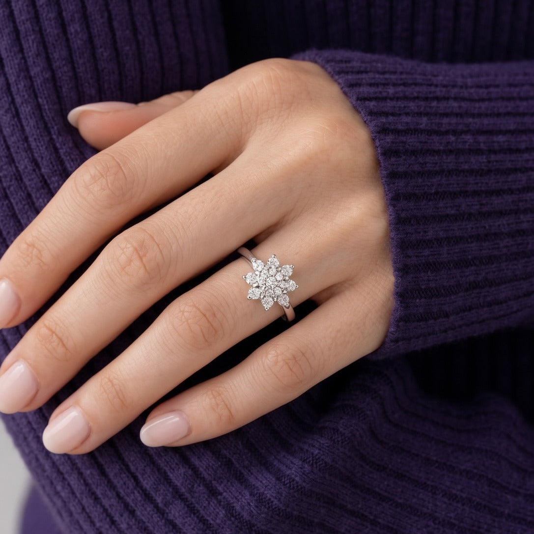 Glamorous Design Silver Plated Crystal Stones Ring For Girls/women