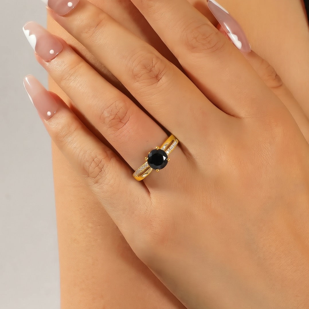 Glamorous Design Gold Plated Crystal Stones Ring For Girls/women