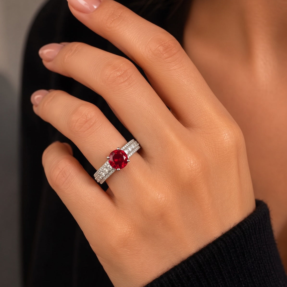 Beautiful Design Silver Plated Crystal Stones Ring For Girls/women