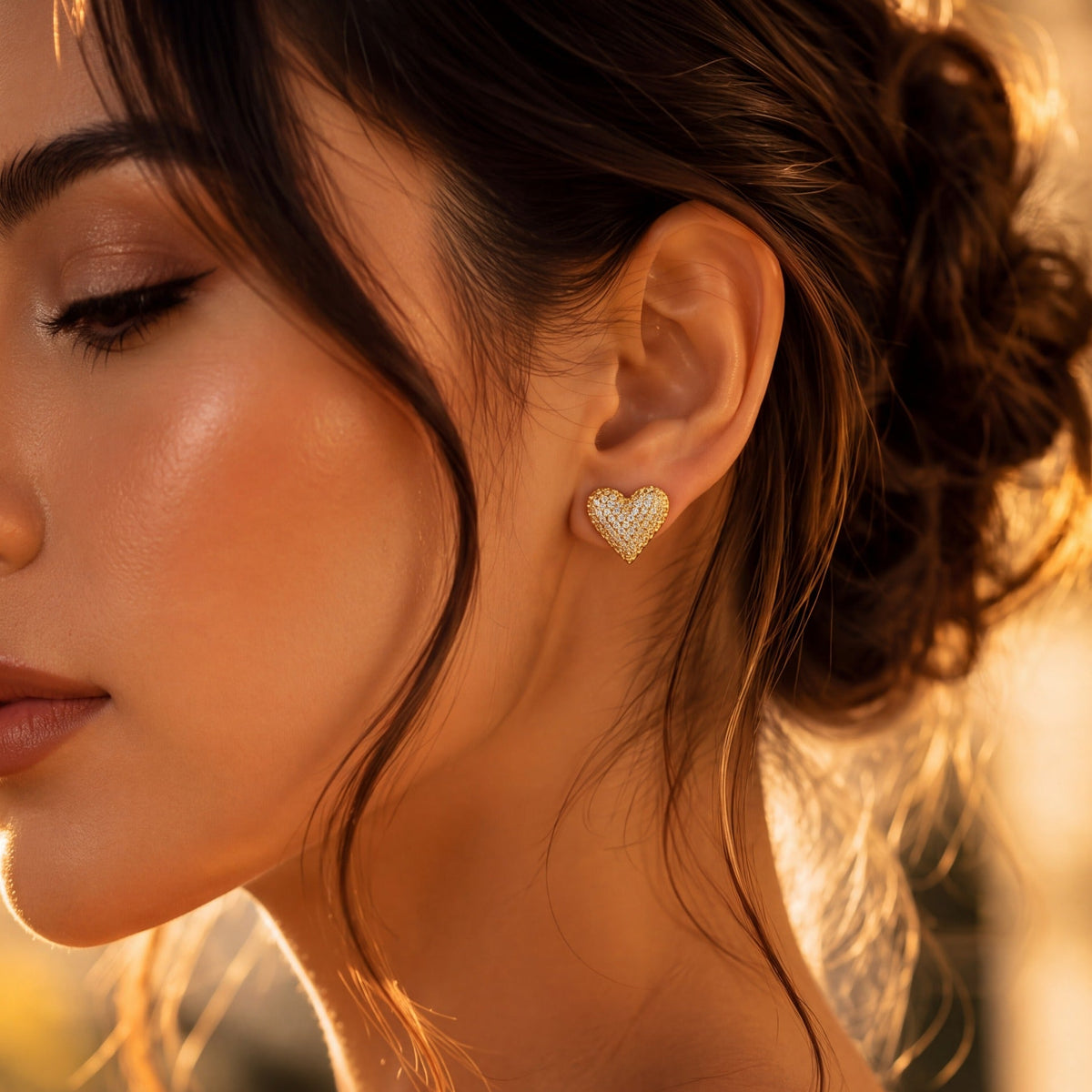 Glamorous Heart Design Crystal Stones Earrings For Girls/Women