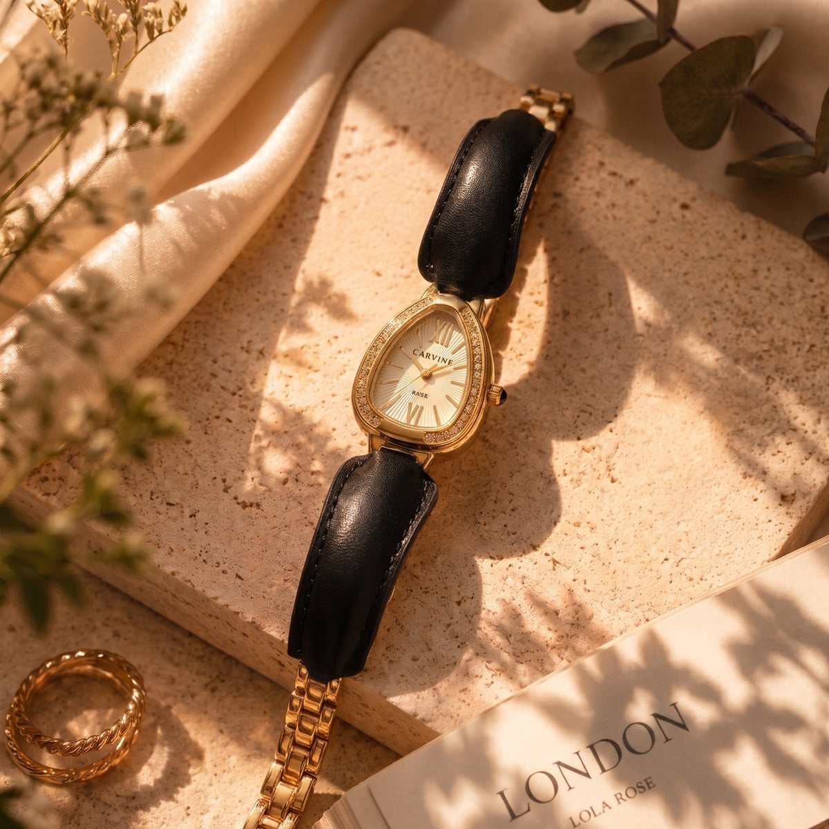 Stylish Watch Design Gold Plated Crystal Stones Bracelet for Girls/Women