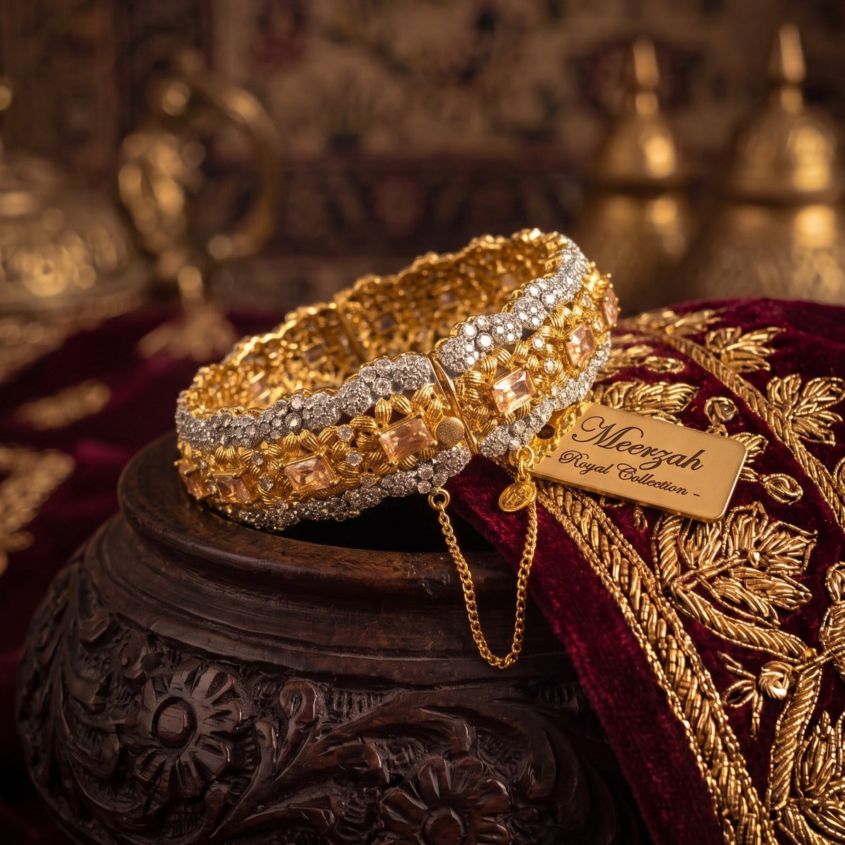 Dazzling Design Gold Plated Bangle Set for Girls/Women
