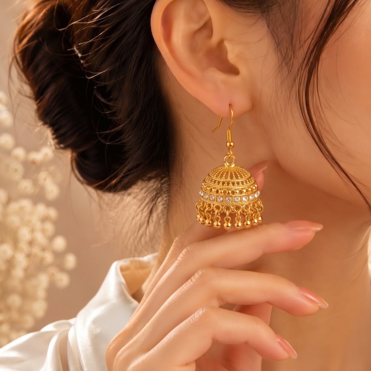 Beautiful Design Gold Plated Crystal Stones Earrings For Girls/women