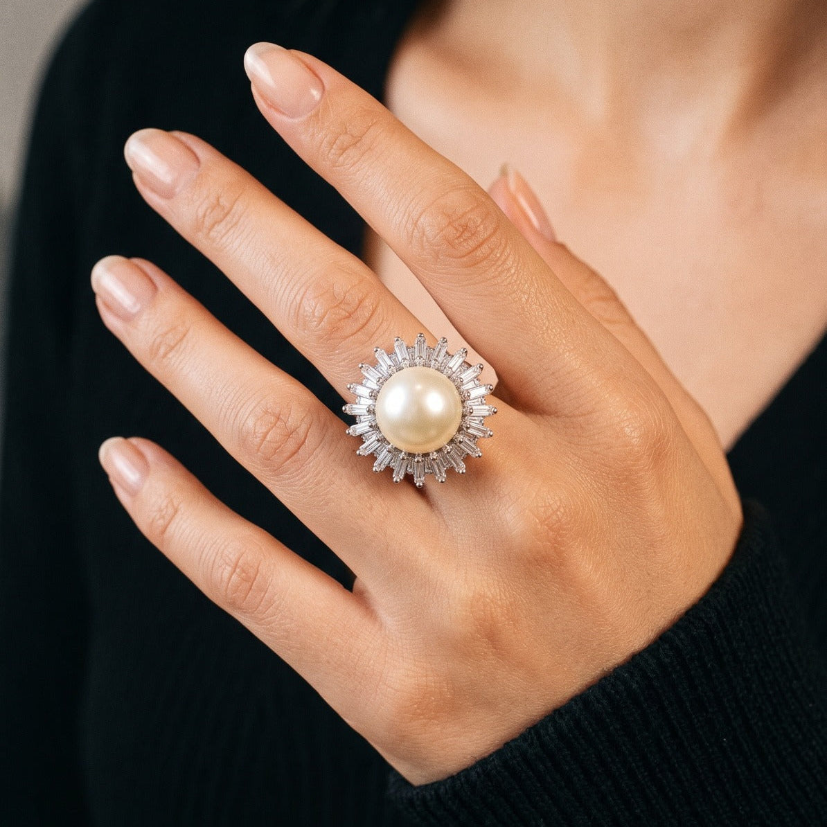 Elegant Design Silver Plated Crystal Stones Ring For Girls/women