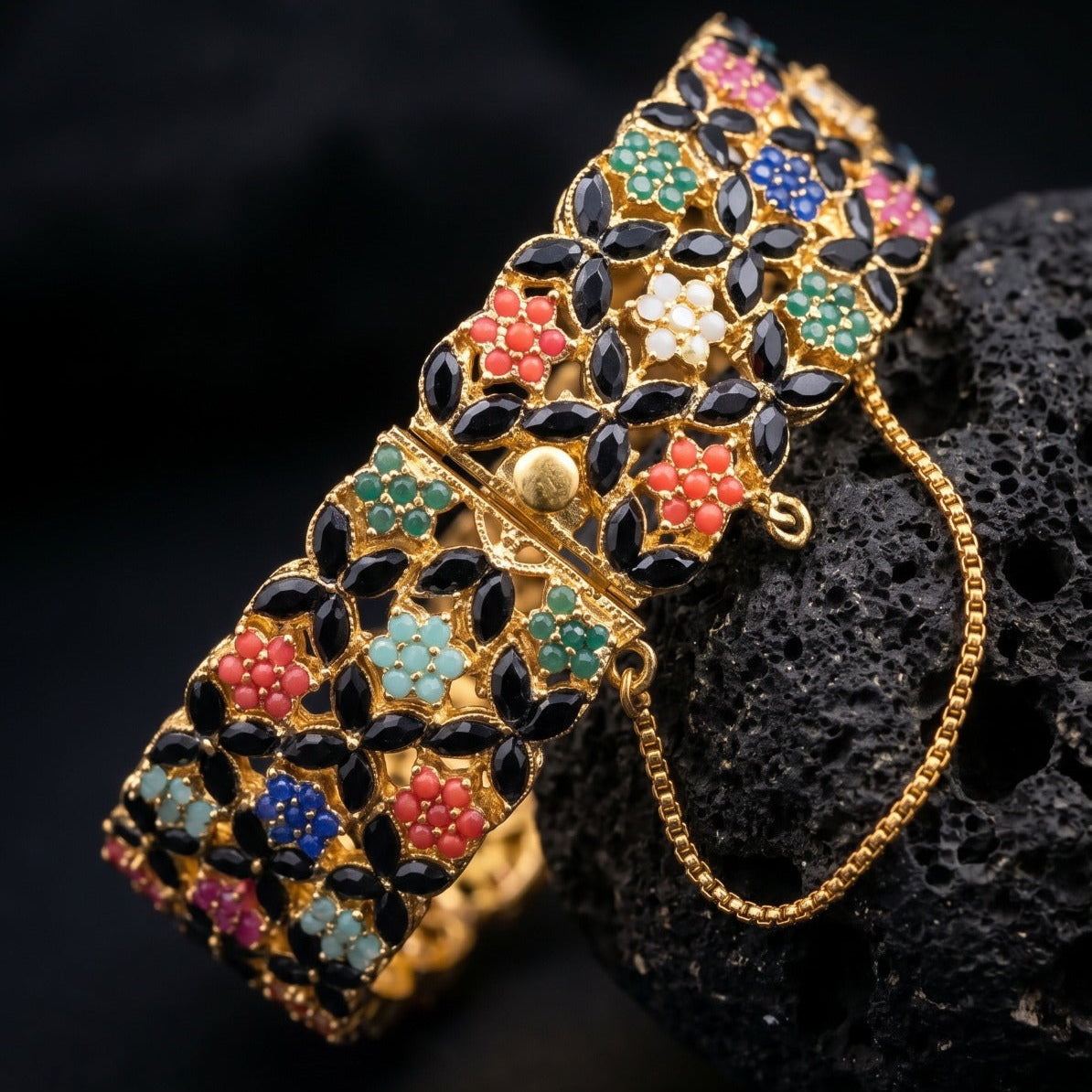 Sparkling Design Gold Plated Crystal Stones Bangle For Girls/women