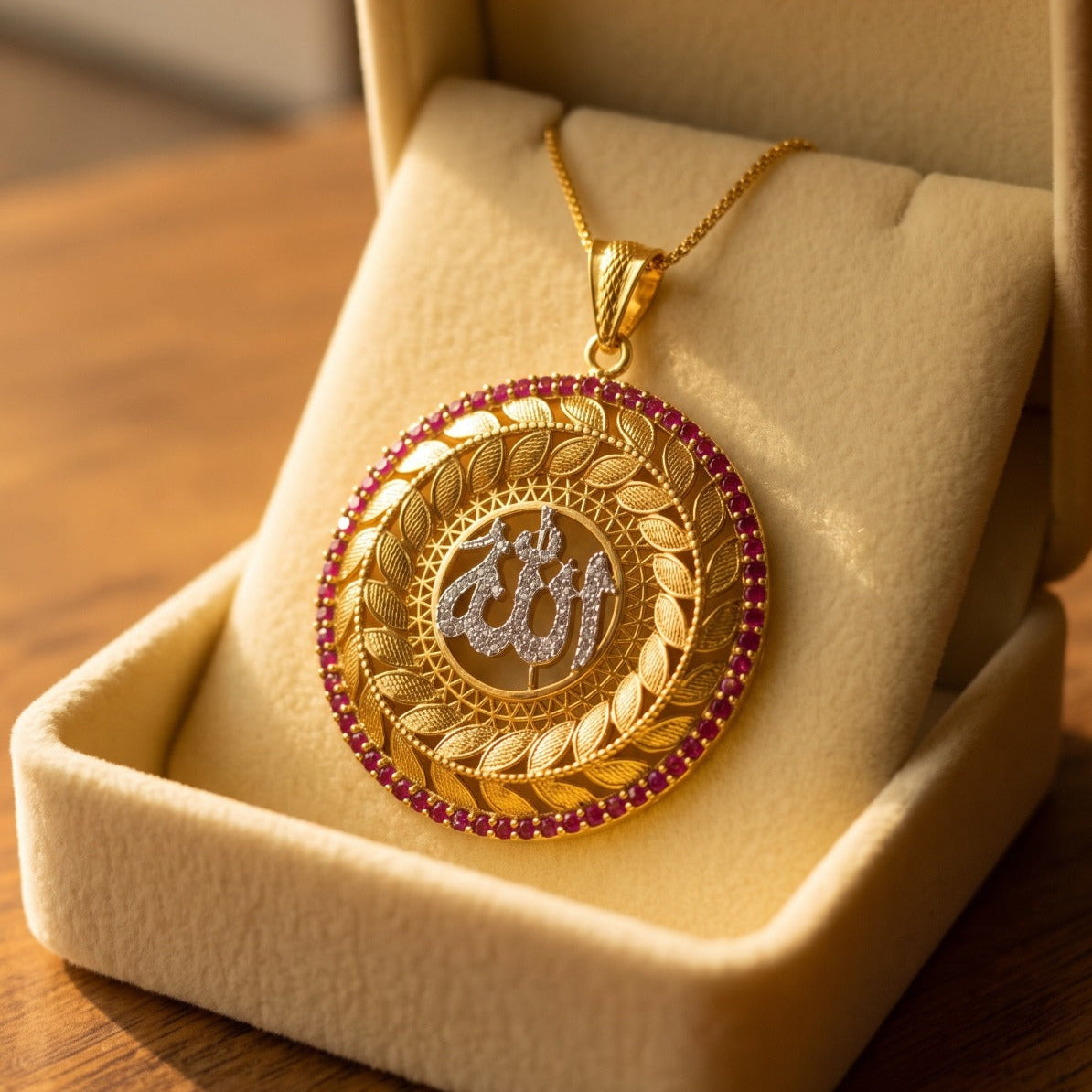 Fancy Design Gold Plated Crystal Stones Religious Necklace For Girls/women