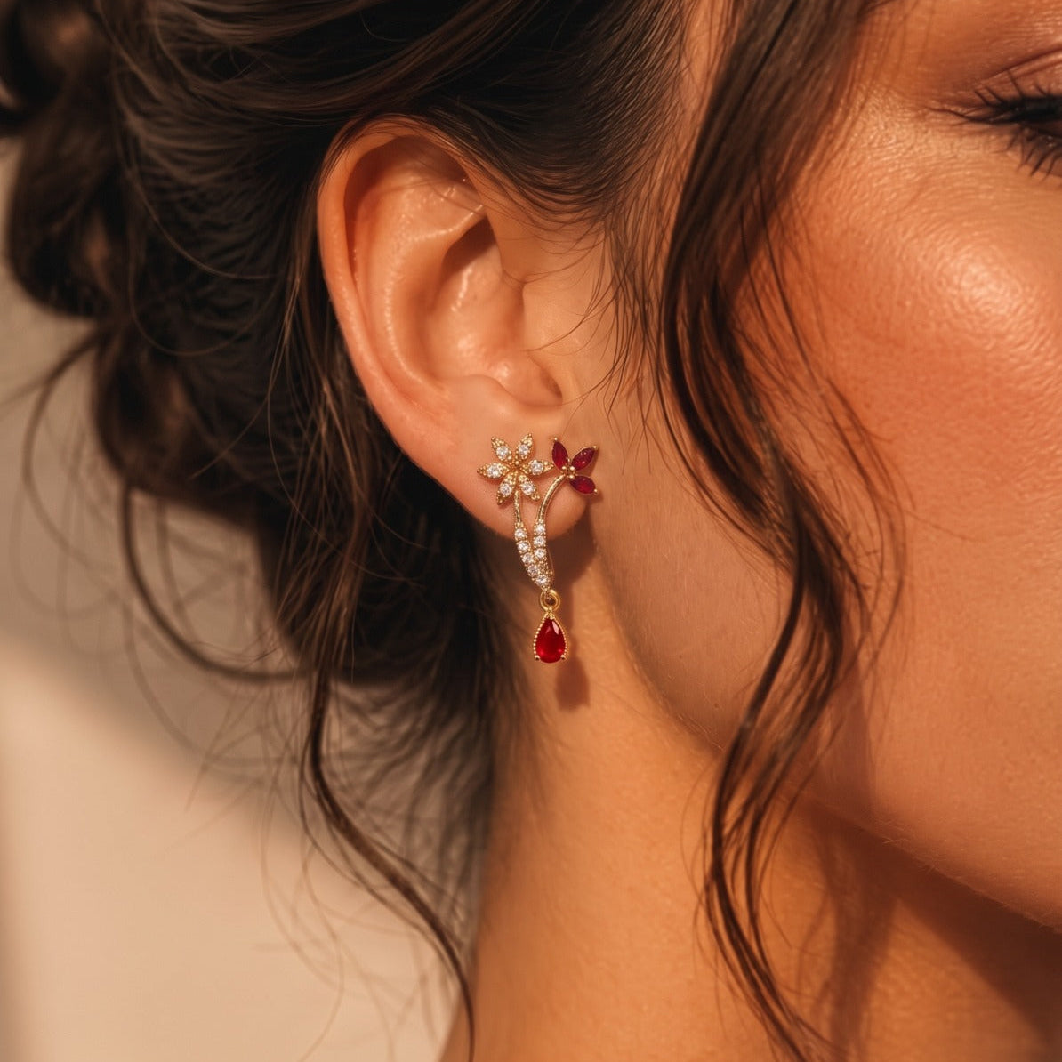 Luminous Design Gold Plated Crystal Stones Earring For Girls/women