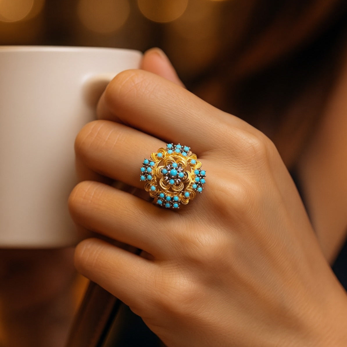 Elegant Unique Design Gold Plated Crystal Stones Ring For Girls/women