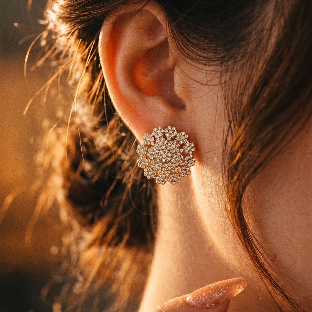 Luxury Unique Design Gold Plated Crystal Stones Earrings For Girls/women