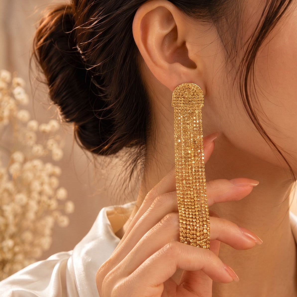 Luxury Unique Design Gold Plated Crystal Stones Earring For Girls/women