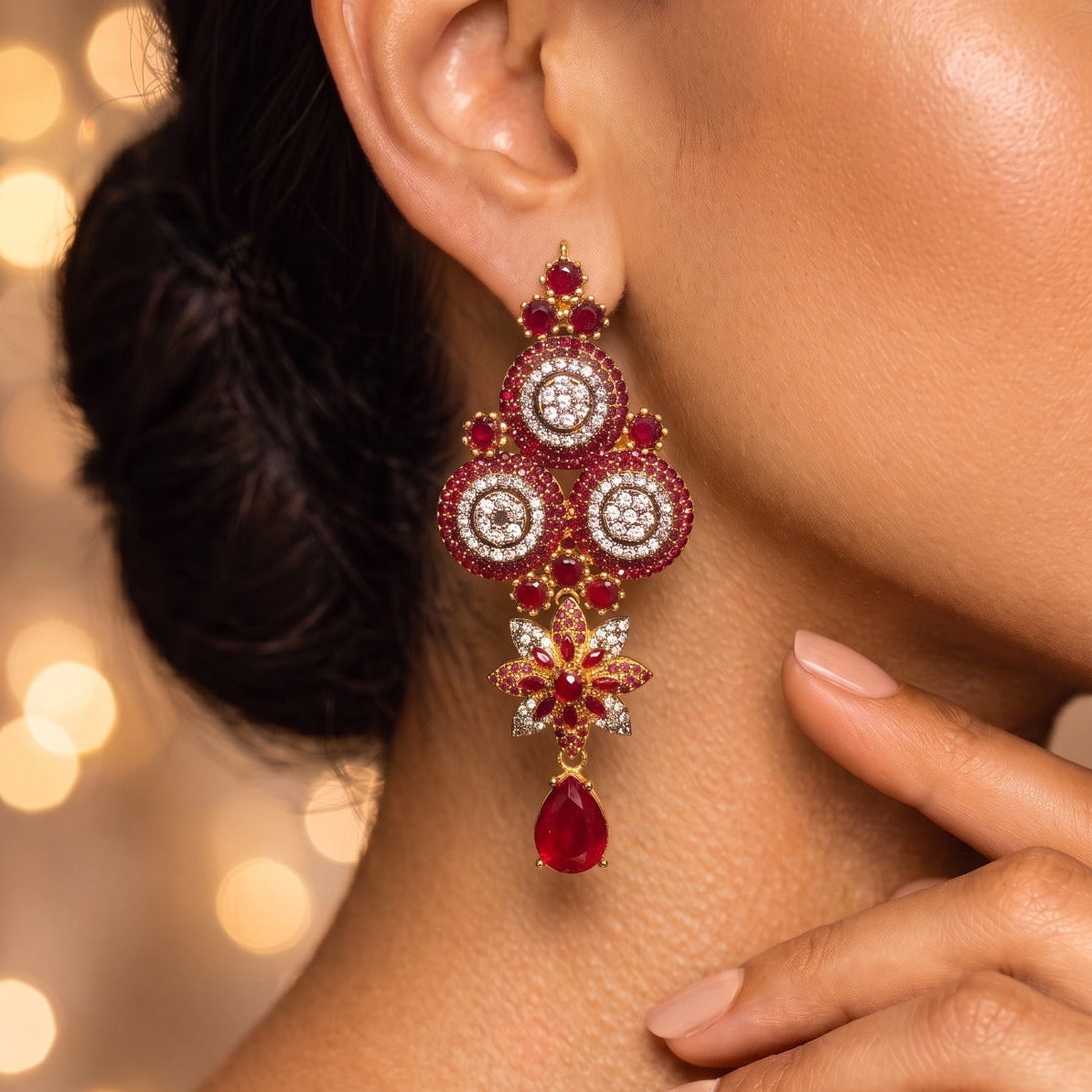 Luxury Design Gold Plated Crystal Stones Earring  For Girls/women