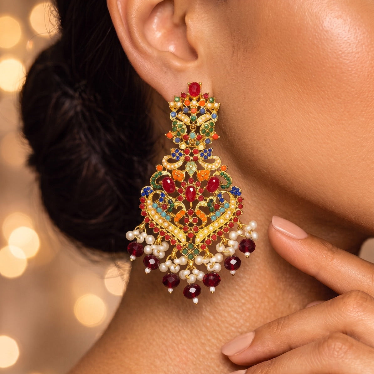 Sparkling Design Gold Plated Crystal Stones Earring For Girls/women