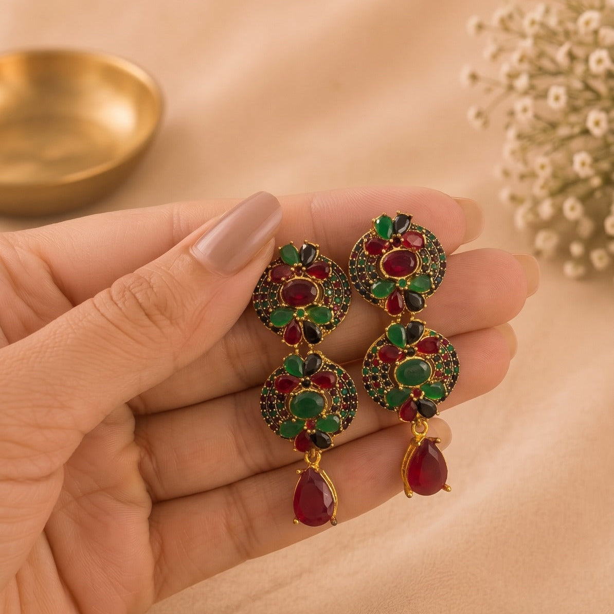 Dazzling Design Gold Plated Crystal Stones Earring For Girls/women