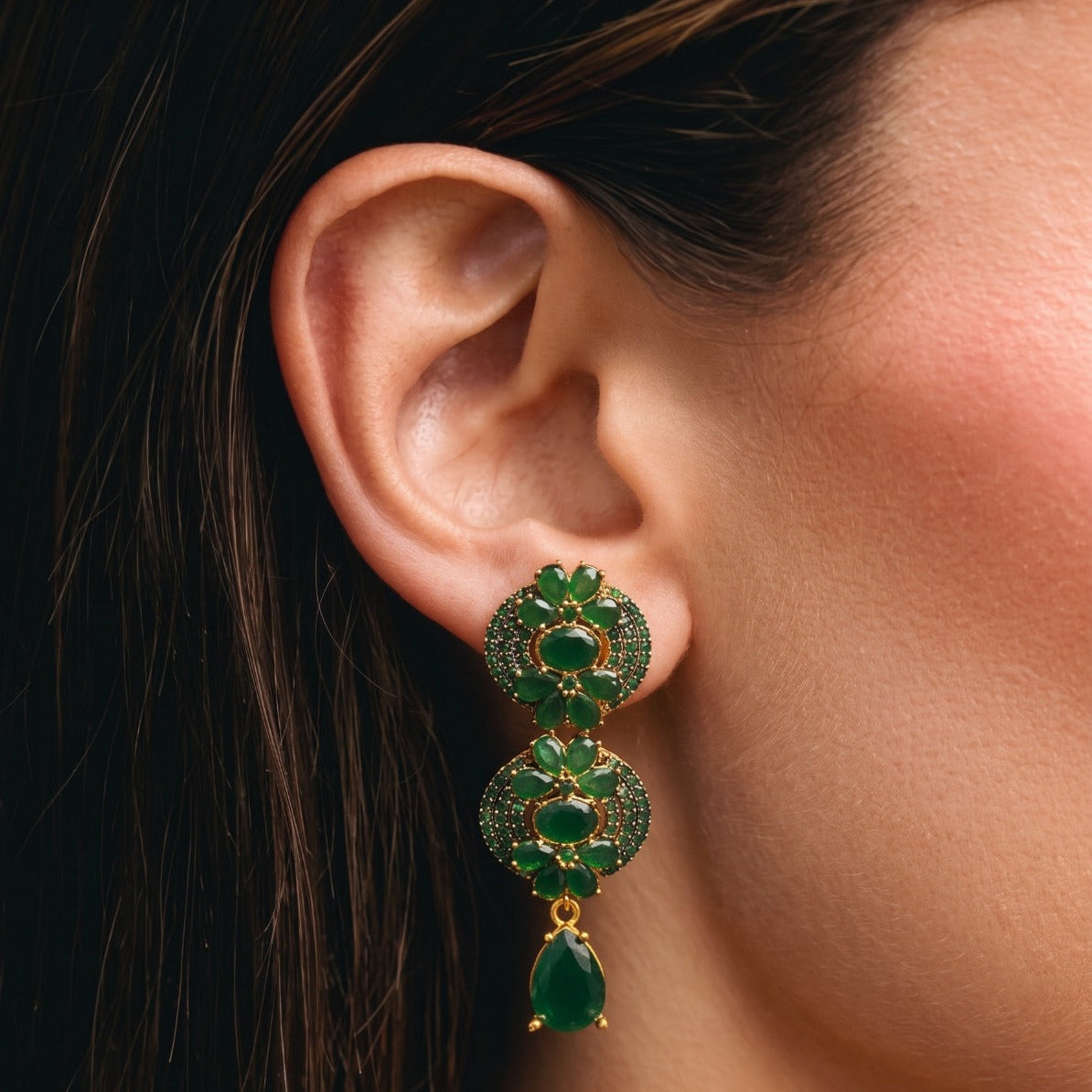 Dazzling Design Gold Plated Crystal Stones Earring For Girls/women