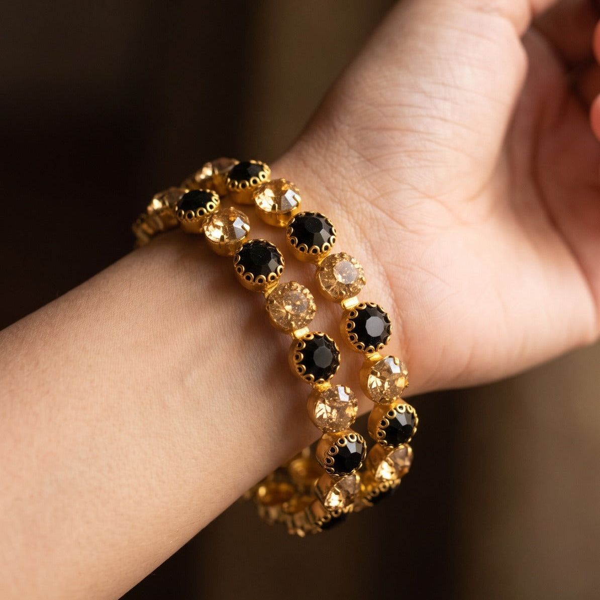 Luminous Design Gold Plated Crystal Stones Bangle For Girls/women