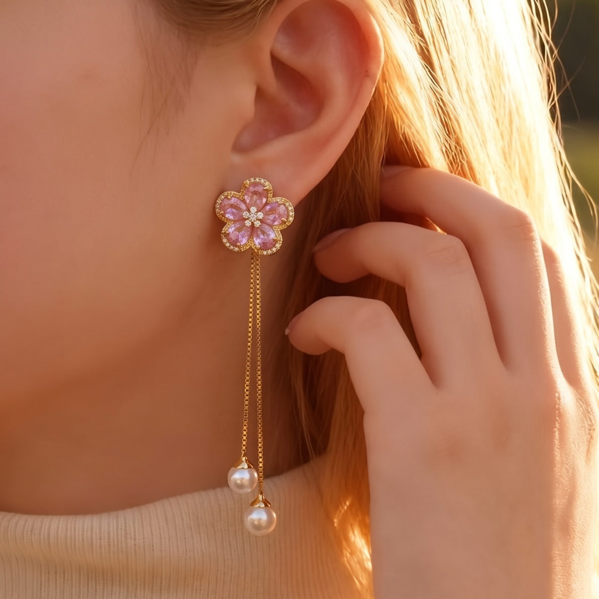 Sparkling Design Gold Plated Crystal Stones Earring For Girls/women