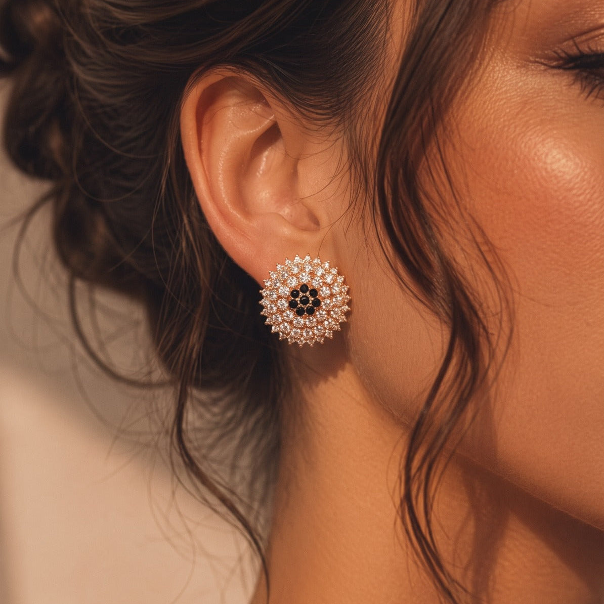 Gorgeous Unique Design Gold Plated Crystal Stones Earrings For Girls/women
