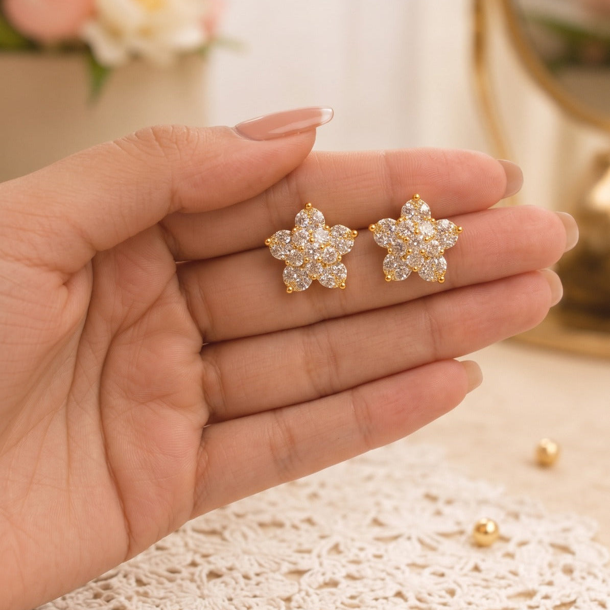 Glamorous Design Gold Plated Crystal Stones Earrings For Girls/women