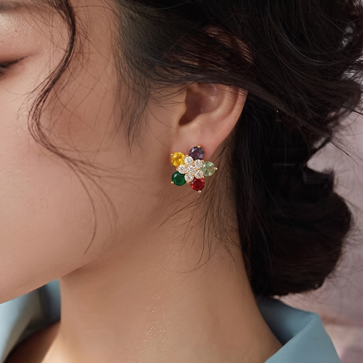 Glamorous Design Gold Plated Crystal Stones Earrings For Girls/women