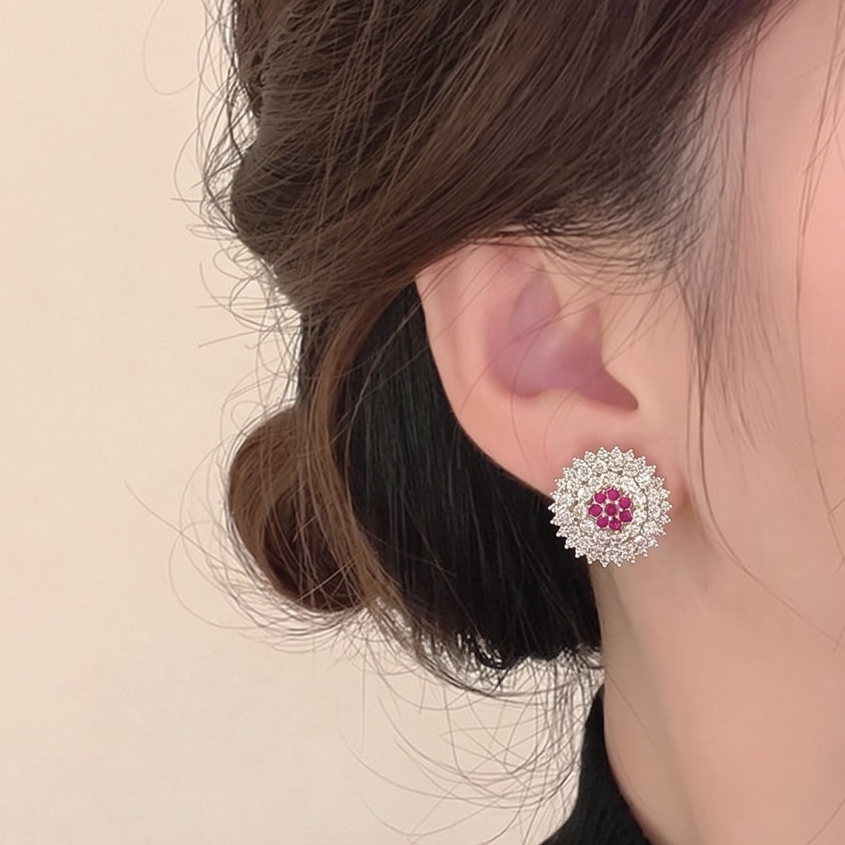Stylish Unique Design Silver Plated Crystal Stones Earrings For Girls/women