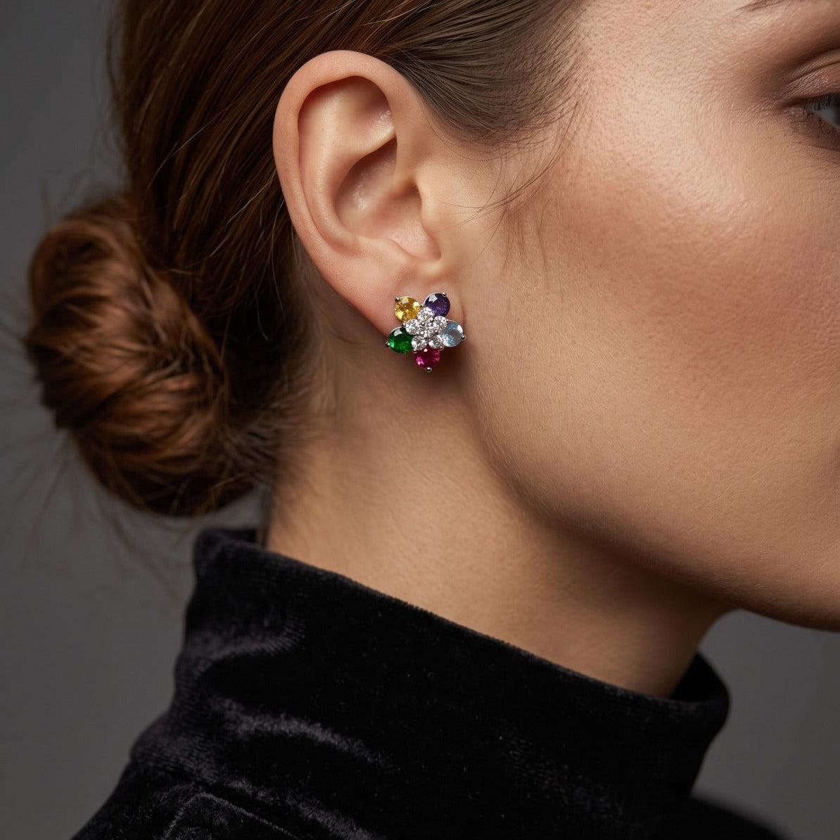 Charming Design Silver Plated Crystal Stones Earrings For Girls/women