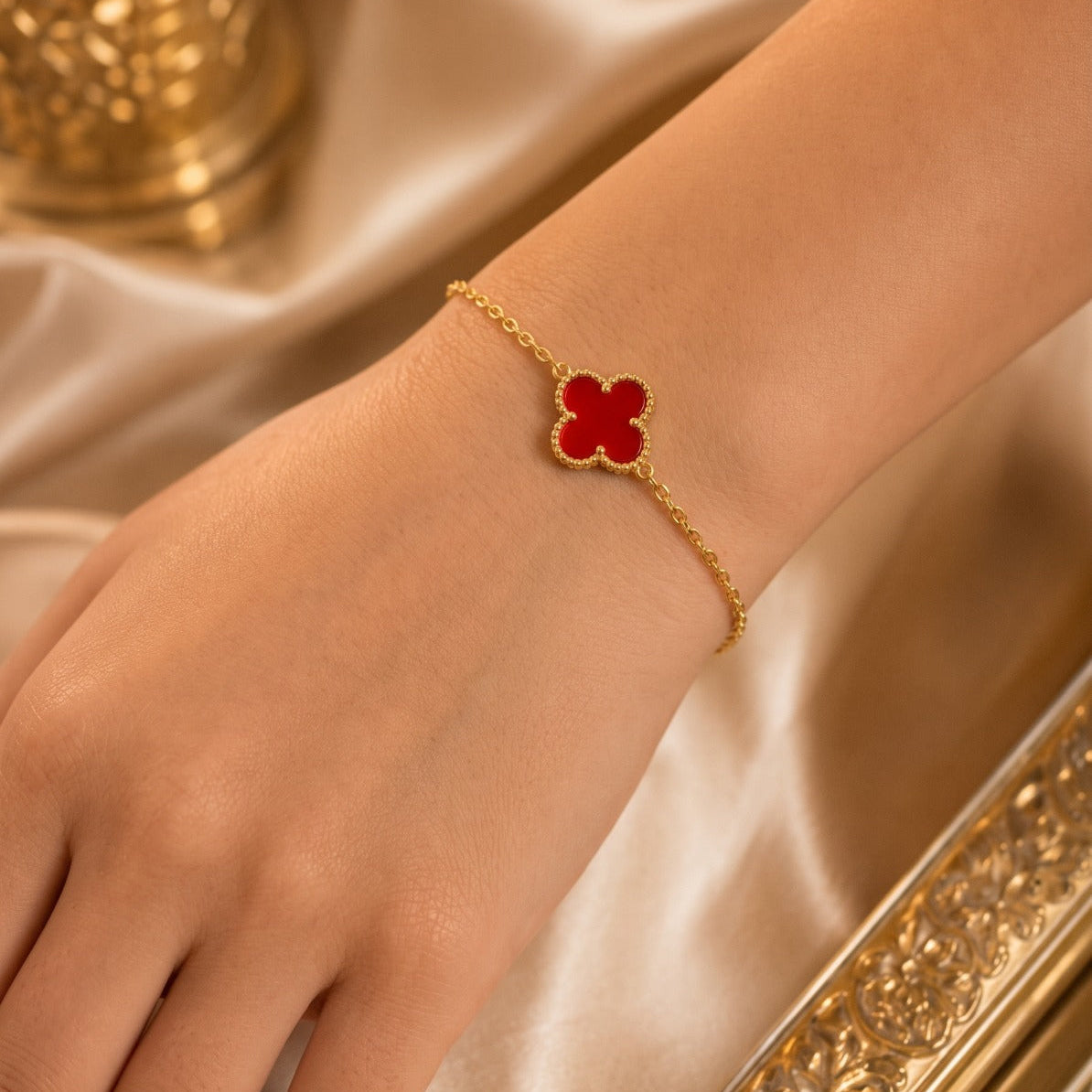 Fancy Flower Design Gold Plated Bracelet For Girls/women
