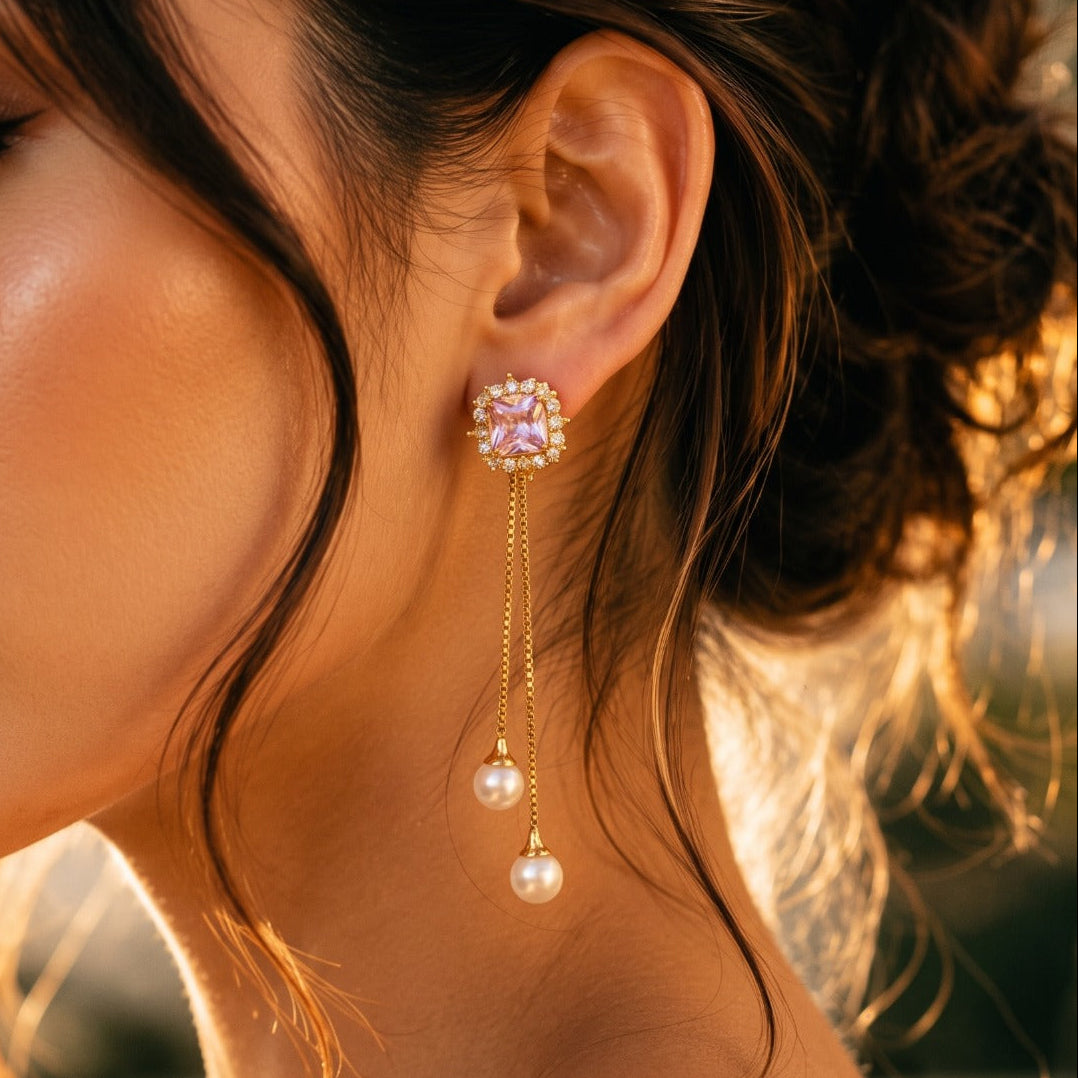 Gorgeous Design Gold Plated Crystal Stones Earring For Girls/women
