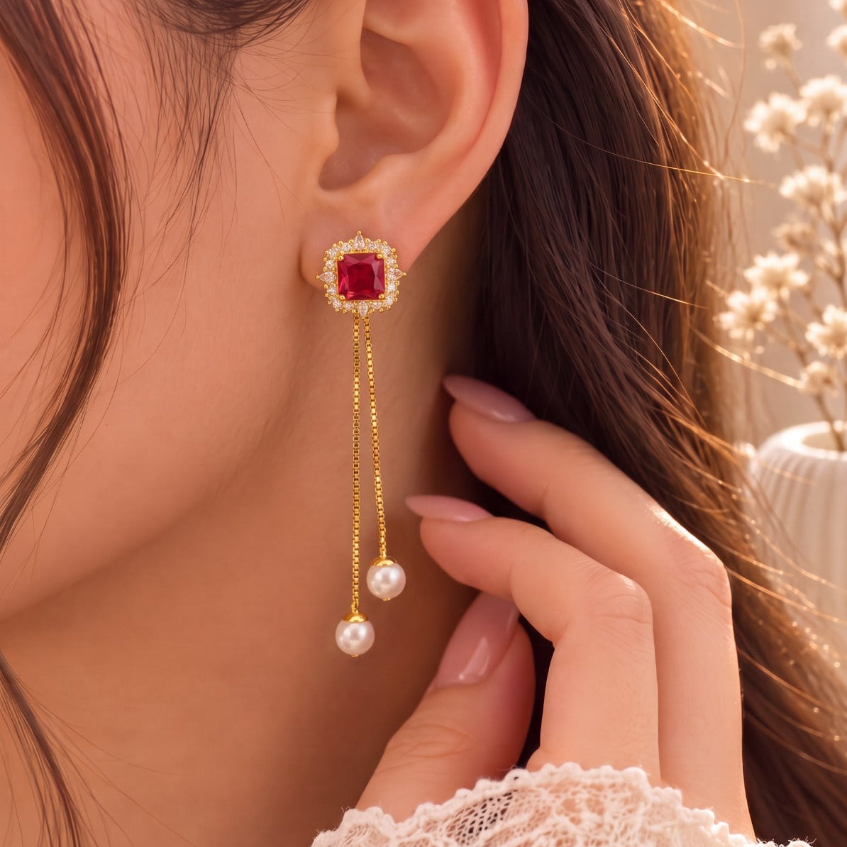 Gorgeous Design Gold Plated Crystal Stones Earring For Girls/women