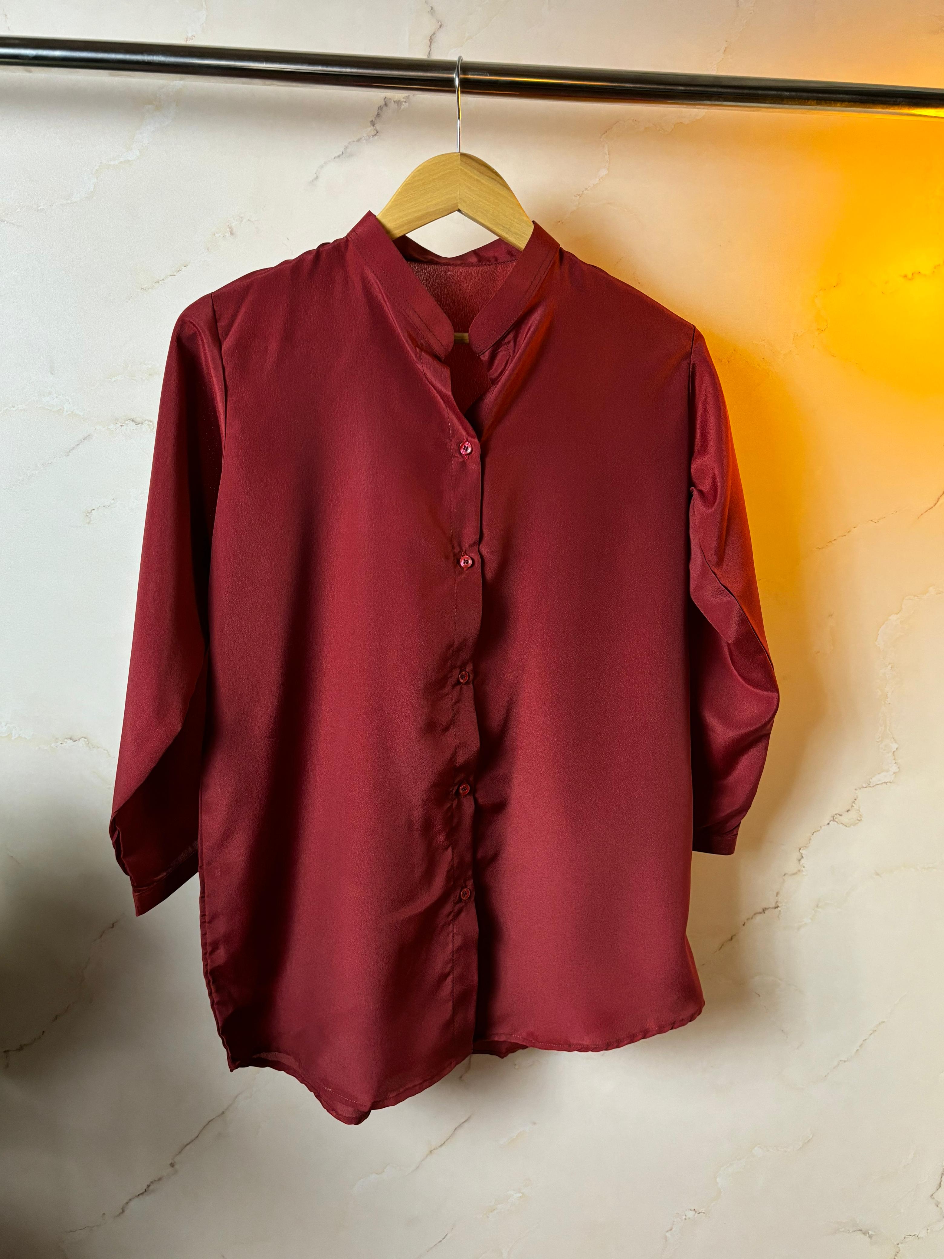 Solid Maroon Button Down Shirt