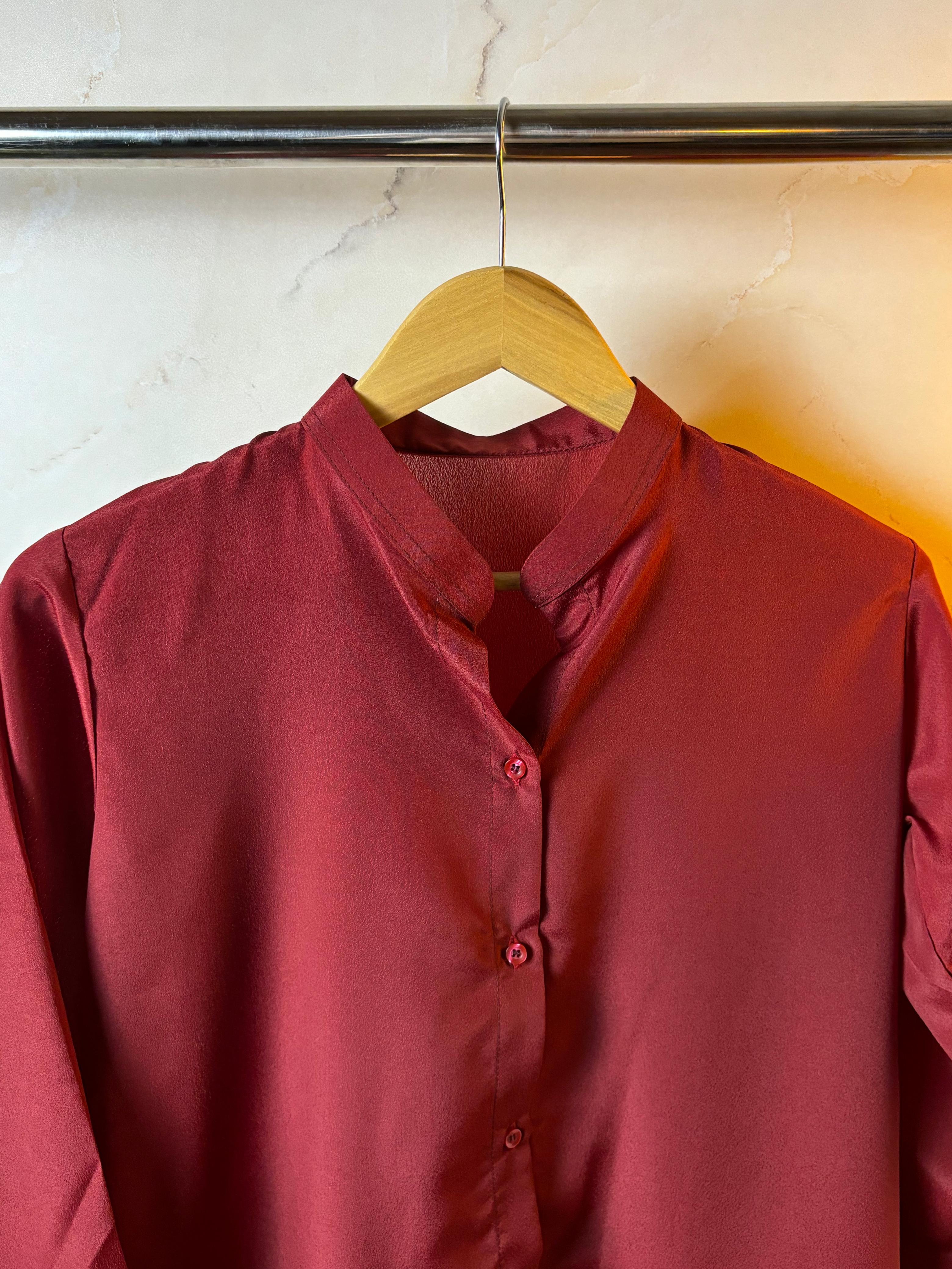 Solid Maroon Button Down Shirt