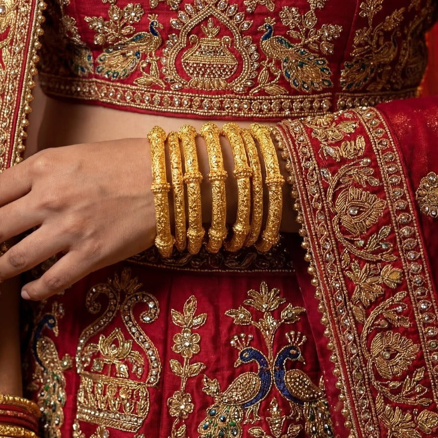 Gorgeous Design 24K Gold Plated 6pc Bangle Set for Girls/Women