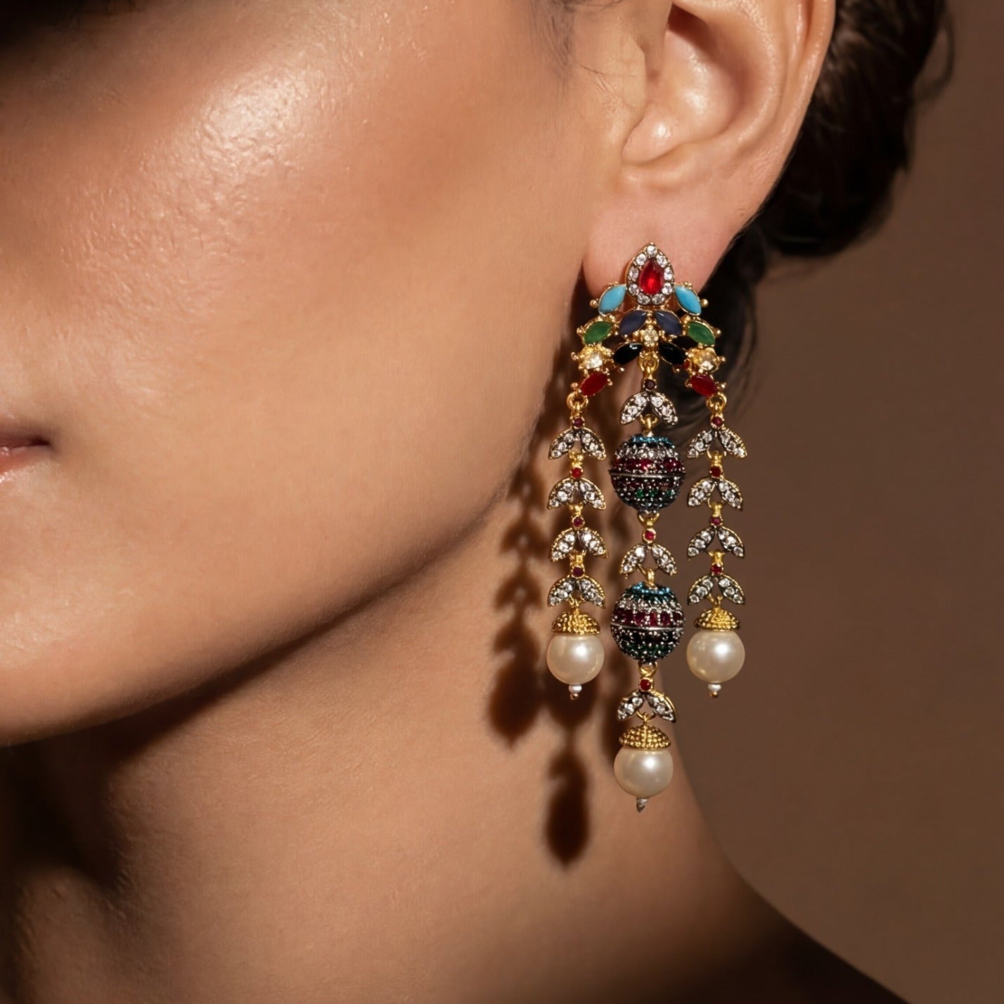 Charming Design Gold Plated Champagne Stones Earrings For Girls/women