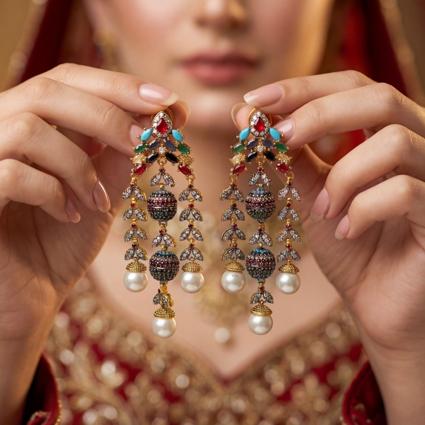 Charming Design Gold Plated Champagne Stones Earrings For Girls/women