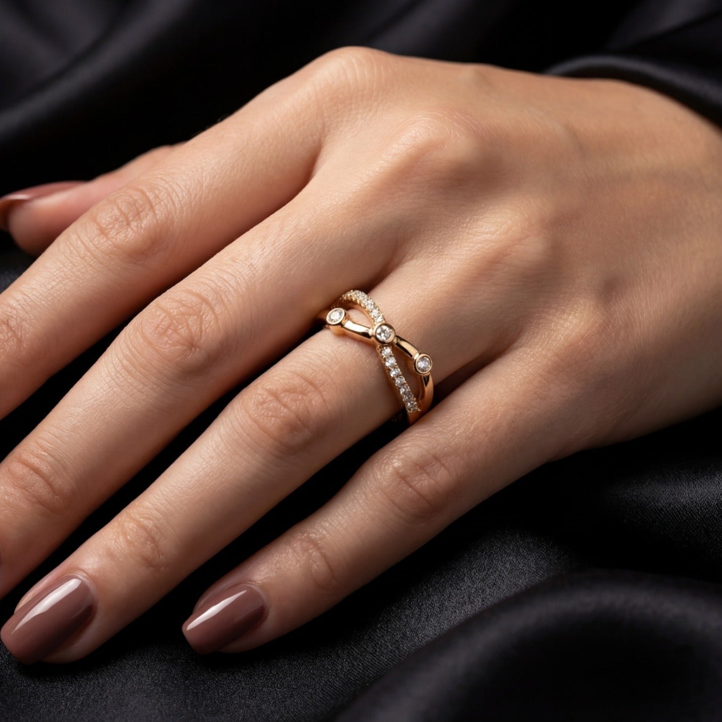 Charming Design Gold Plated Crystal Stones Ring For Girls/Women