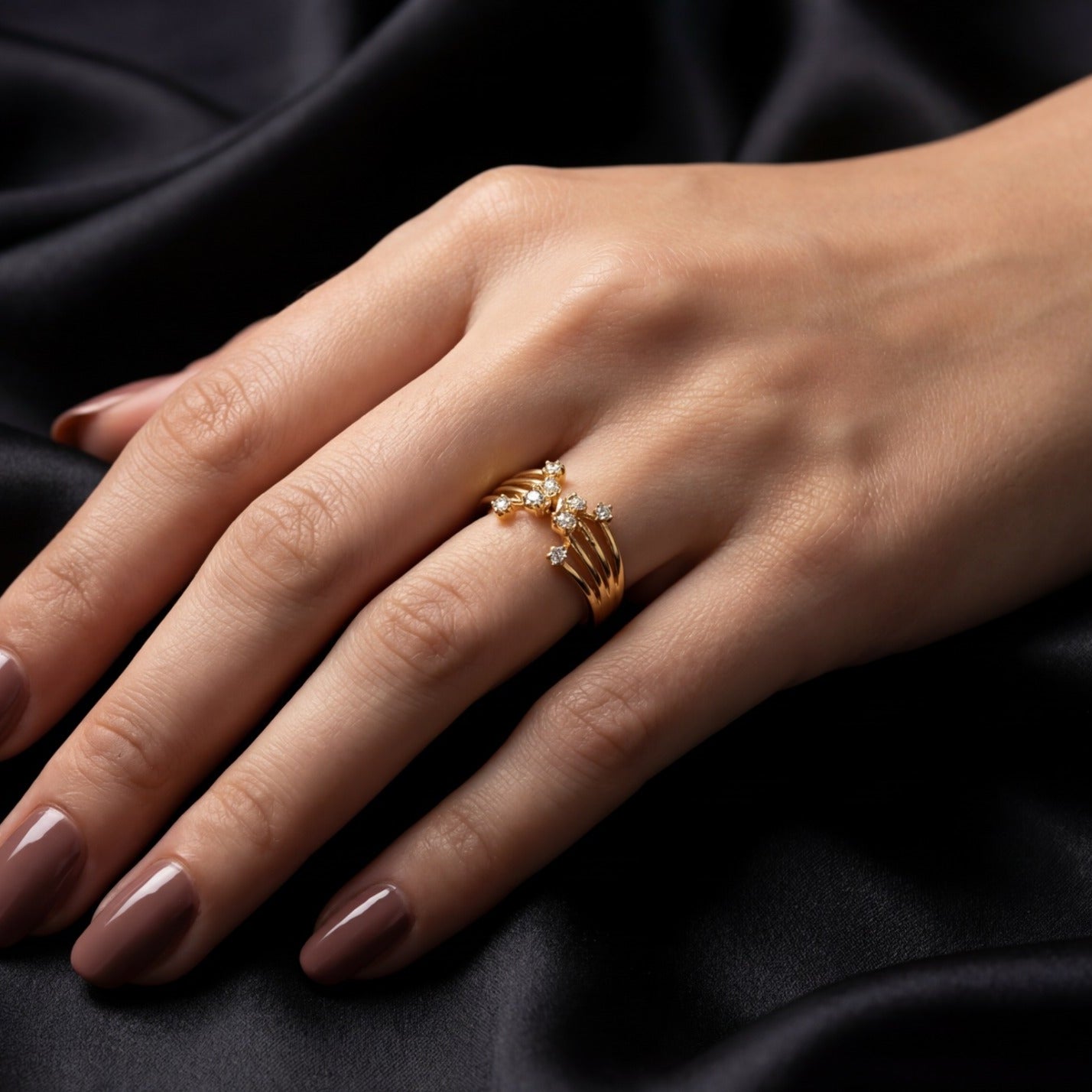 Glamorous Design Gold Plated Crystal Stones Ring For Girls/Women