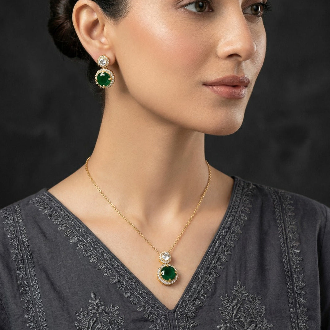 Charming Design Gold Plated Crystal Stones Necklace Set for Girls/Women