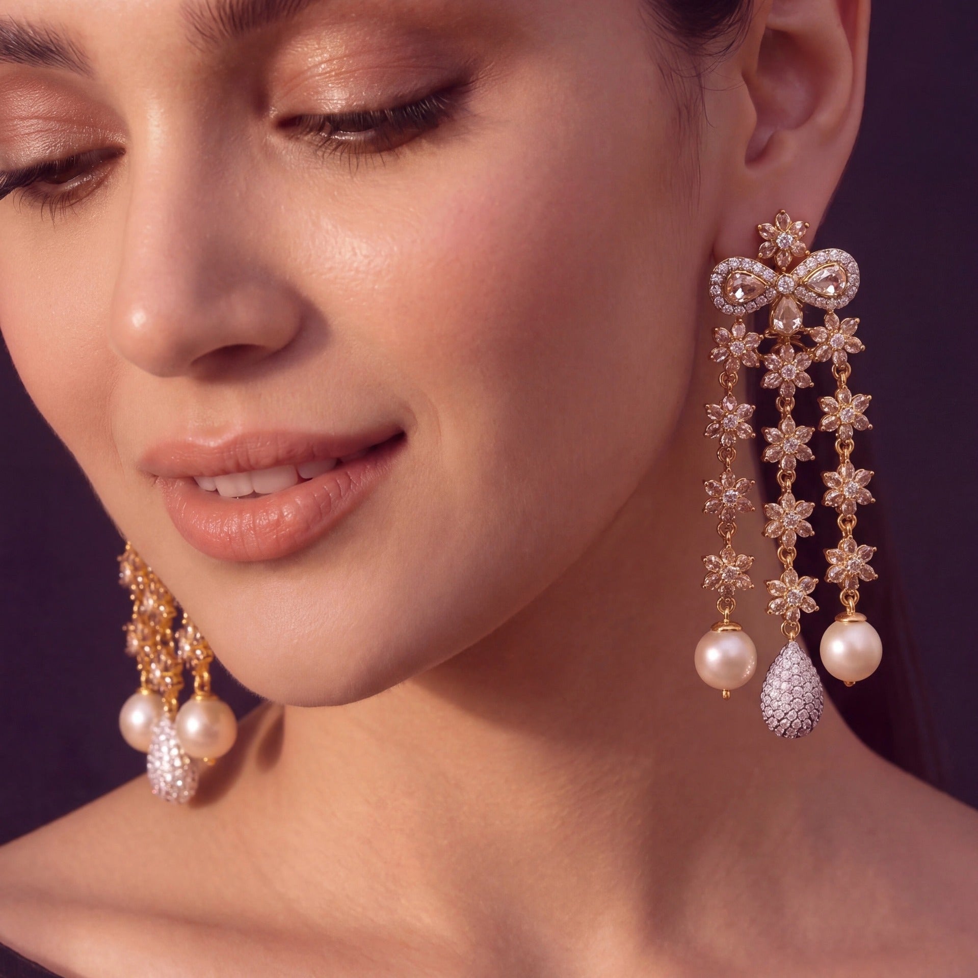 Dazzling Design Gold Plated Crystal Stones Earrings For Girls/women