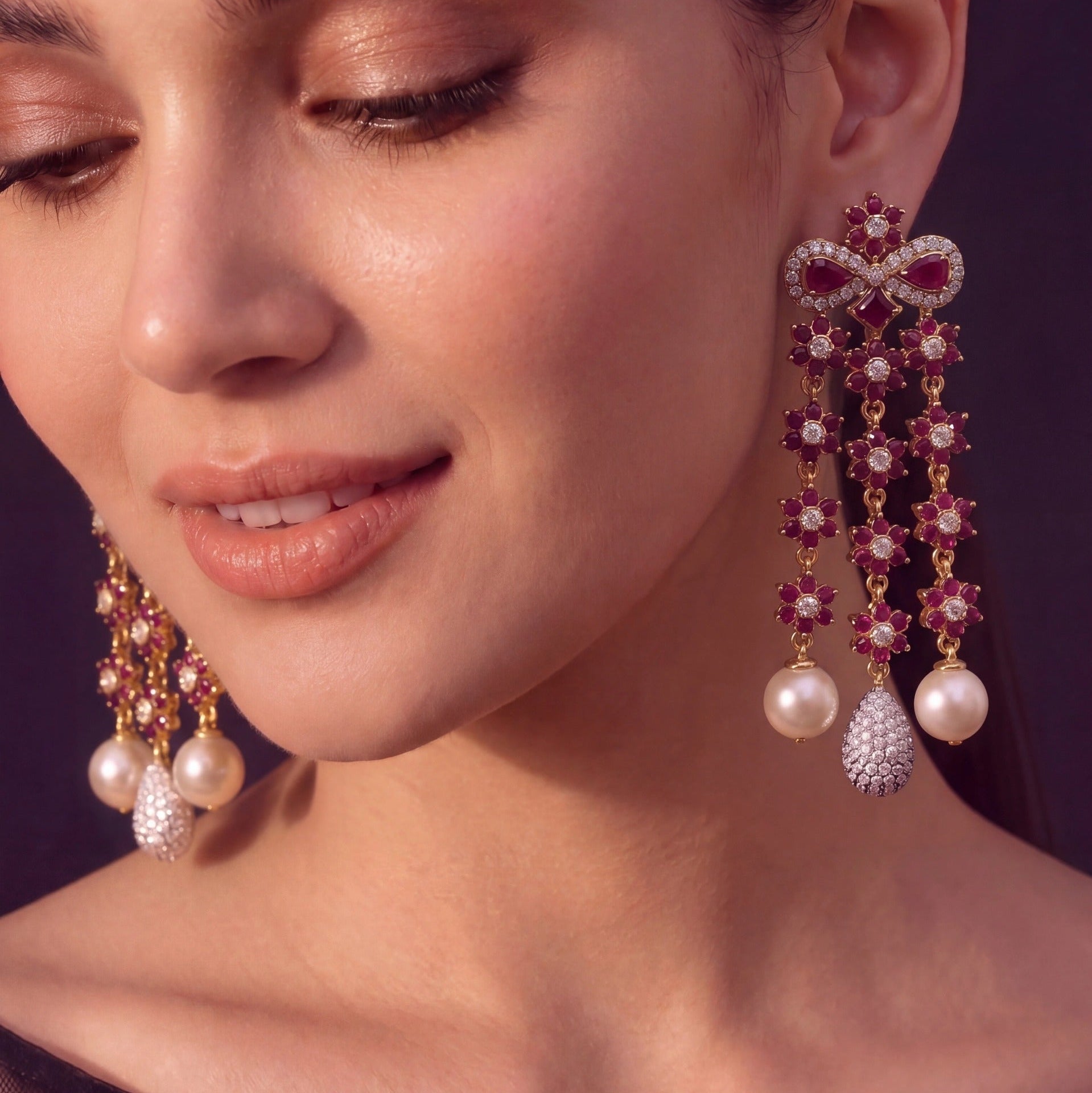 Dazzling Design Gold Plated Crystal Stones Earrings For Girls/women