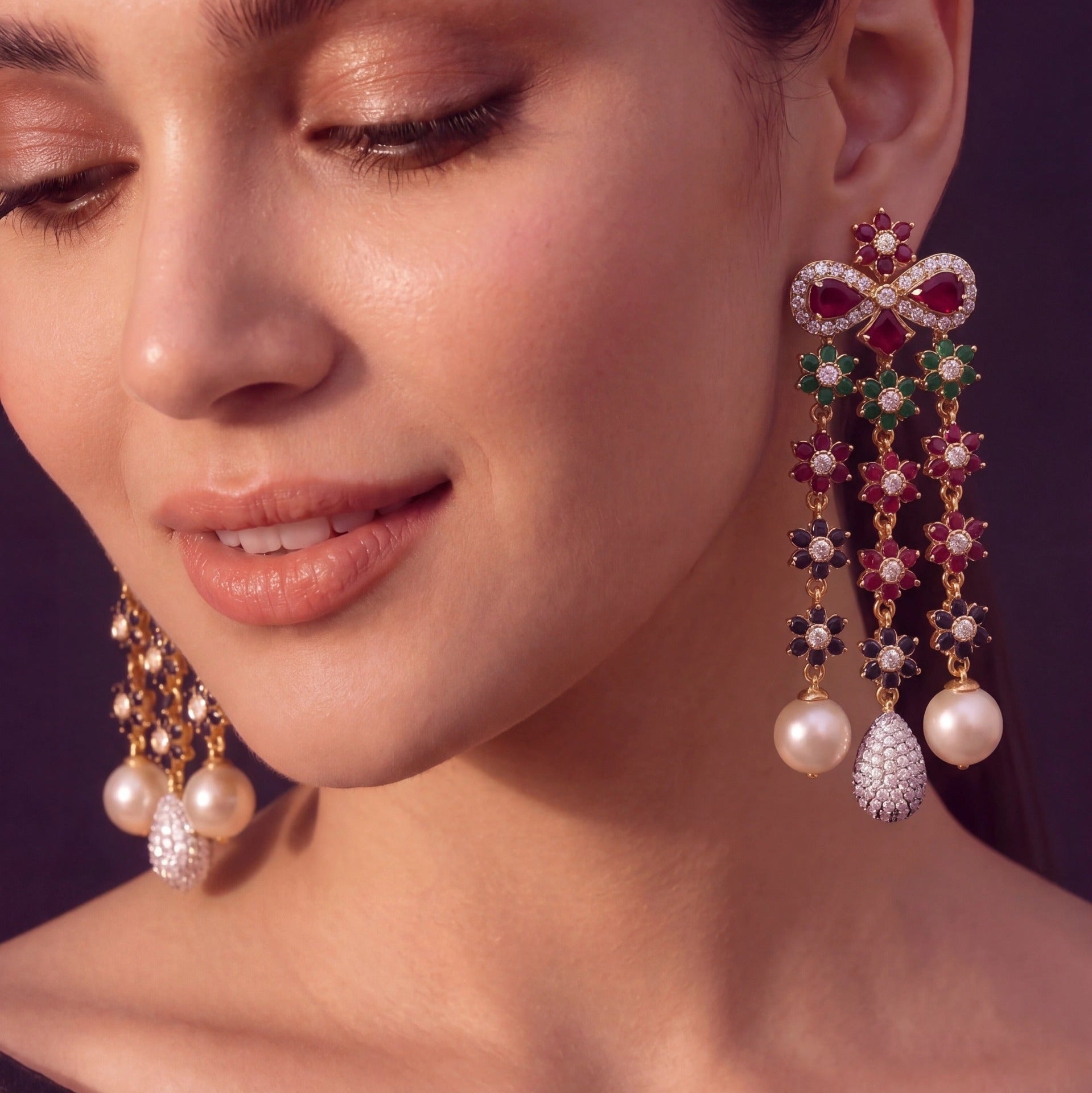 Dazzling Design Gold Plated Crystal Stones Earrings For Girls/women