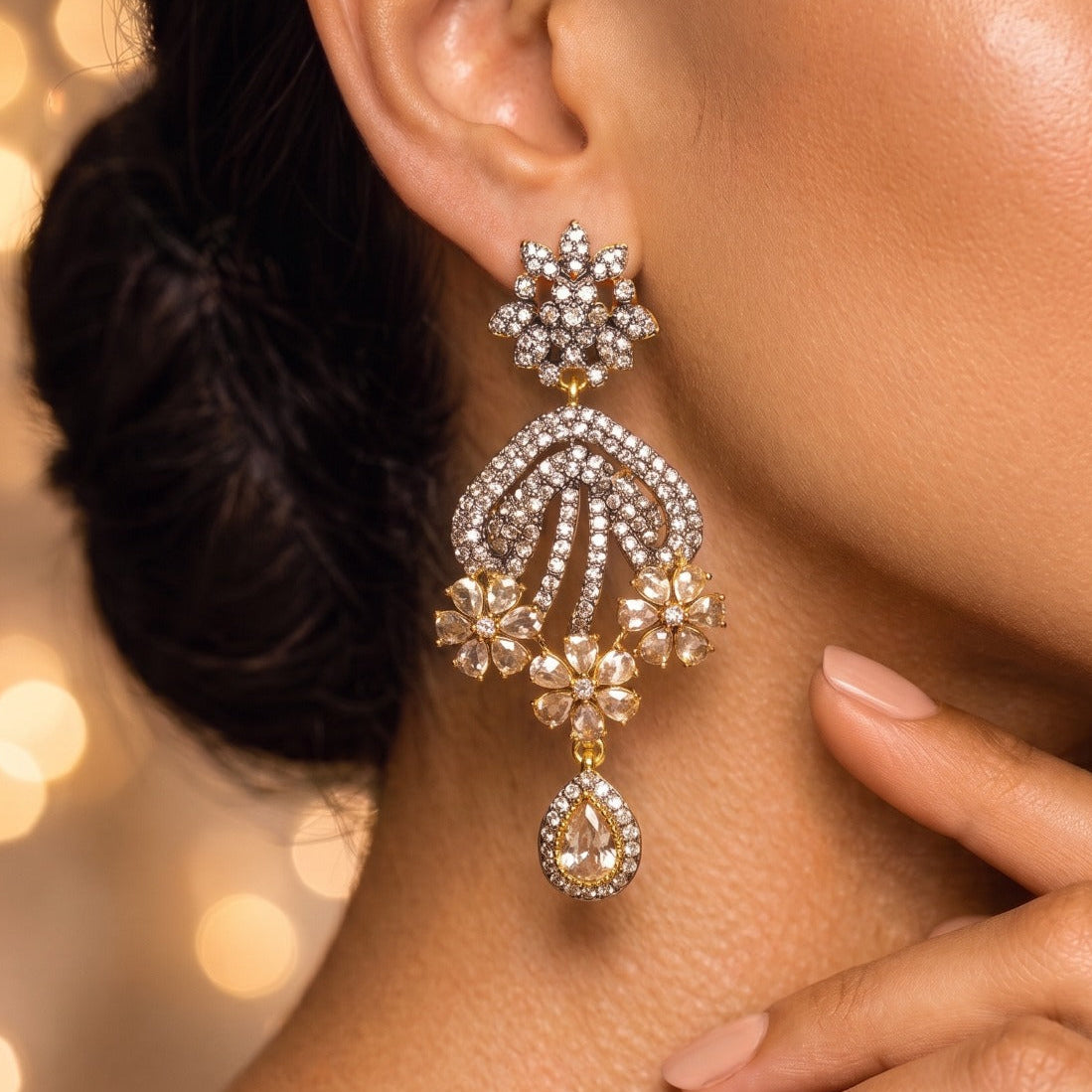 Charming Design Gold Plated Crystal Stones Earrings For Girls/women