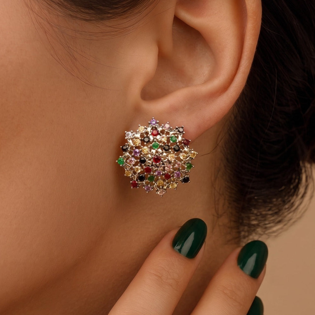 Luxury Design Gold Plated Crystal Stones Earrings For Girls/women