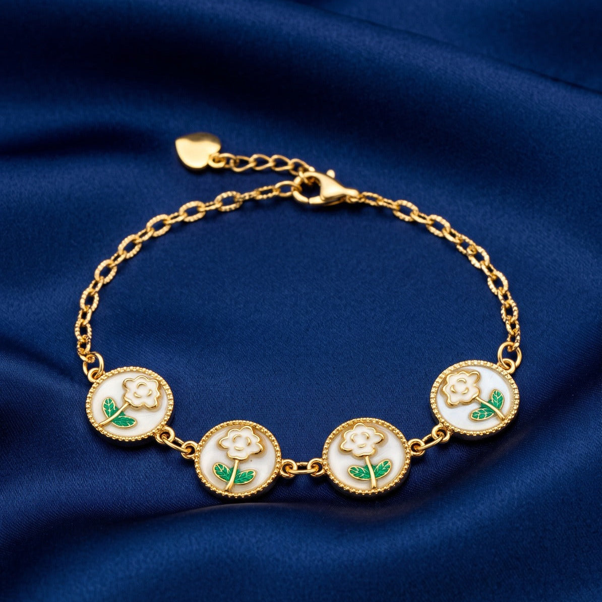 Luminous Flower Design Gold Plated Bracelet for Girls/Women