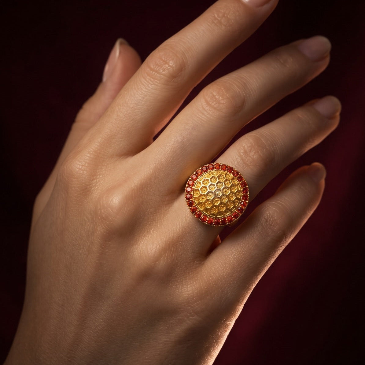Elegant Unique Design Gold Plated Crystal Stones Ring For Girls/women
