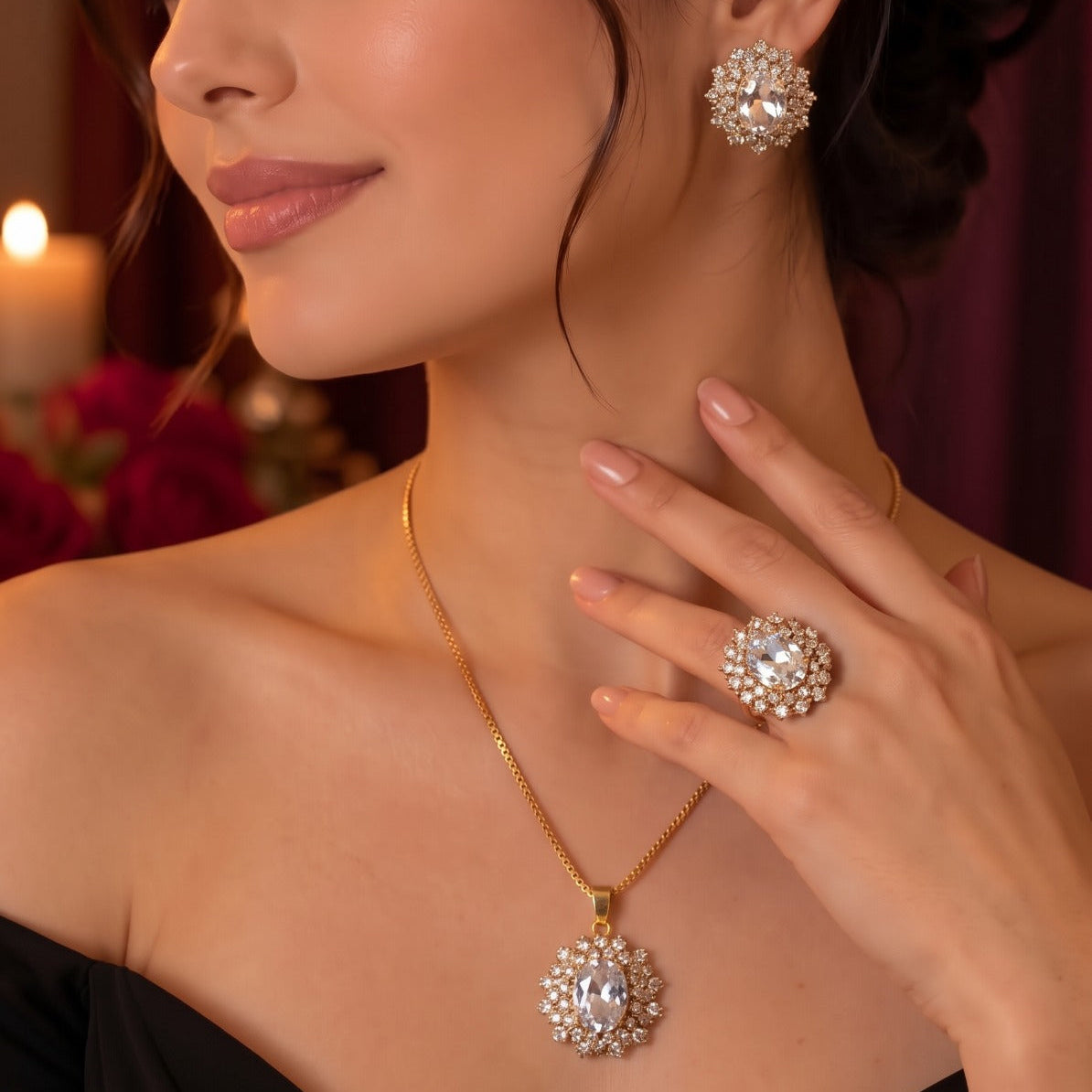 Elegant Fancy Golden Necklace Sets for Girls/Women