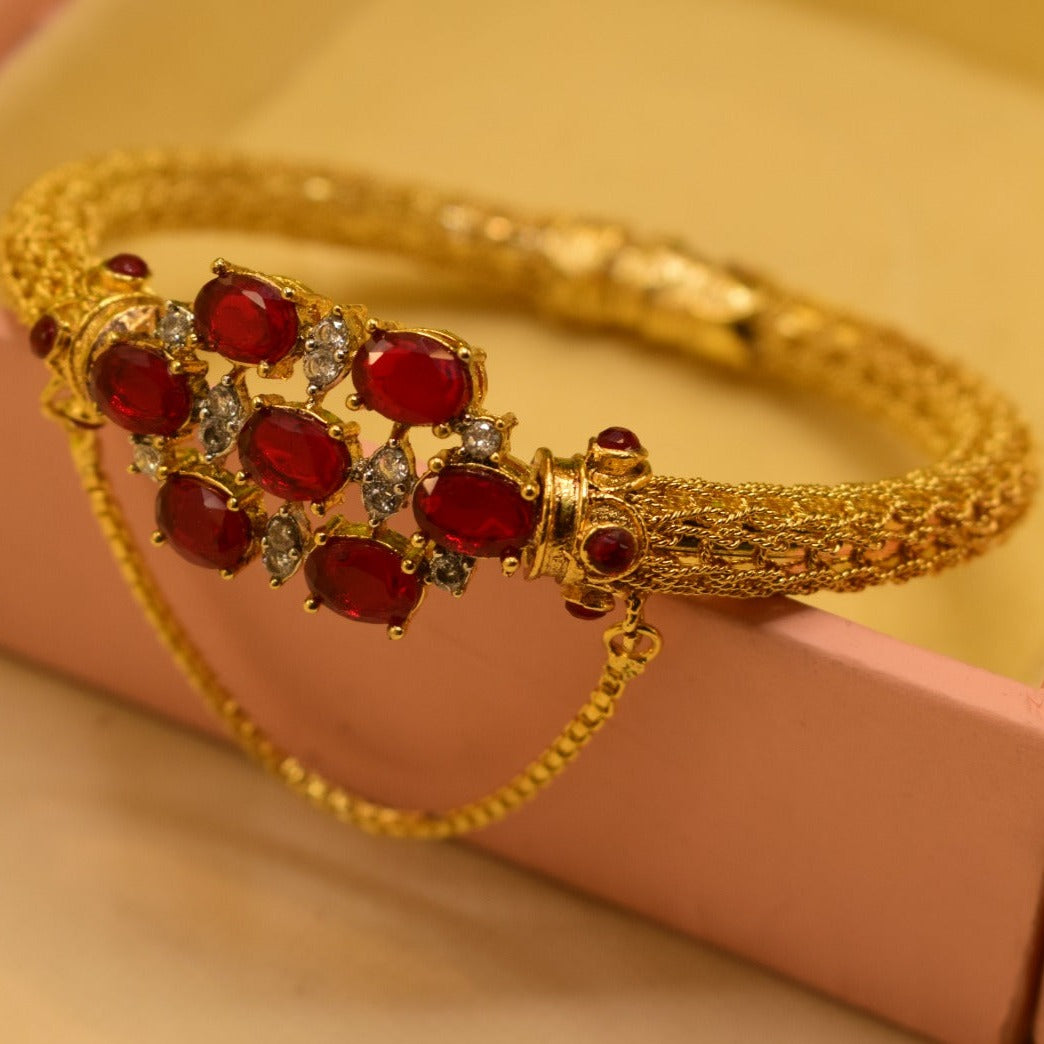 Luminous Design Real Stones Gold Plated Bangle for Girls/Women