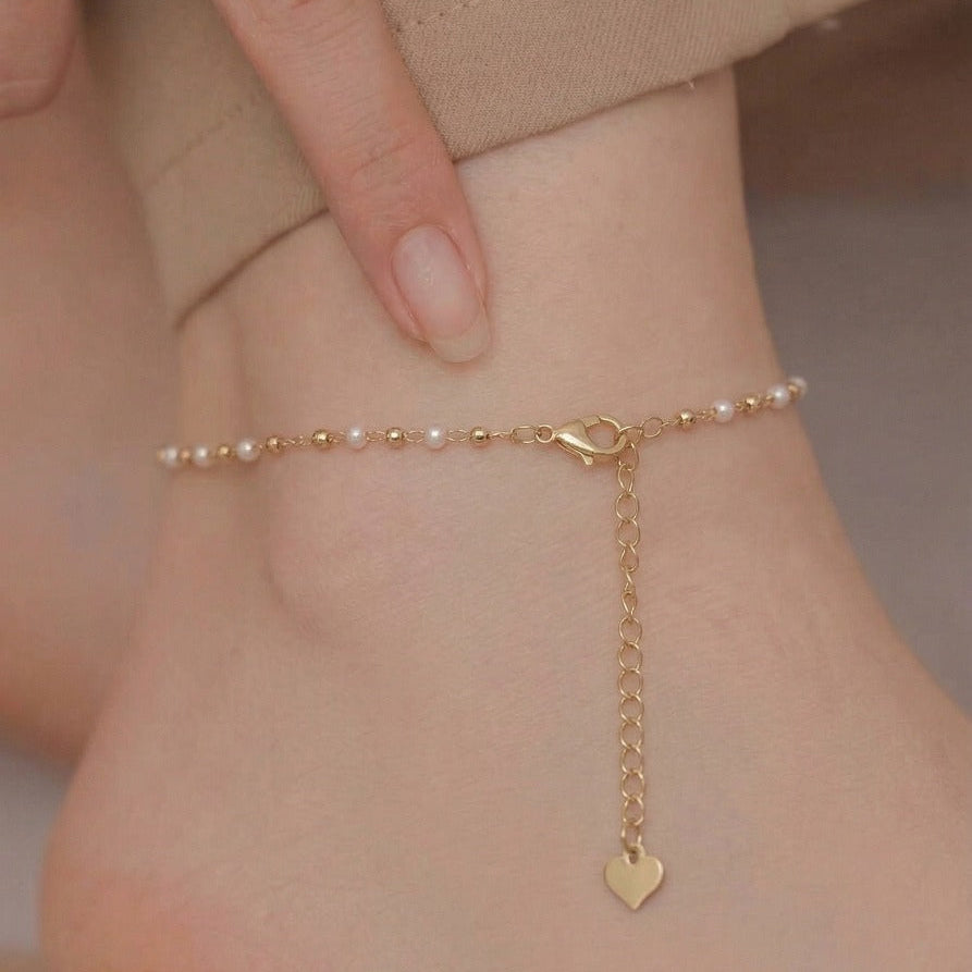 Luminous Unique Design Gold Plated Pearls Anklet for Girls/Women