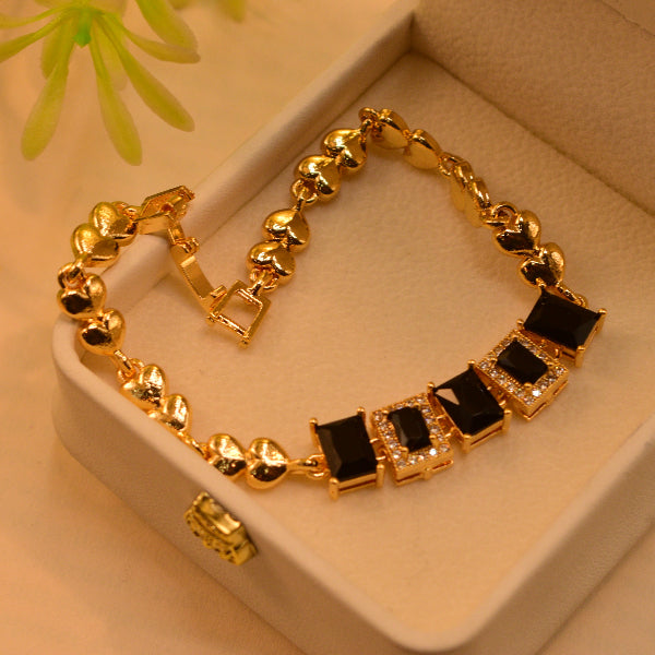 Glamorous Unique Design Gold Plated Real Stones Bracelet for Girls/Women