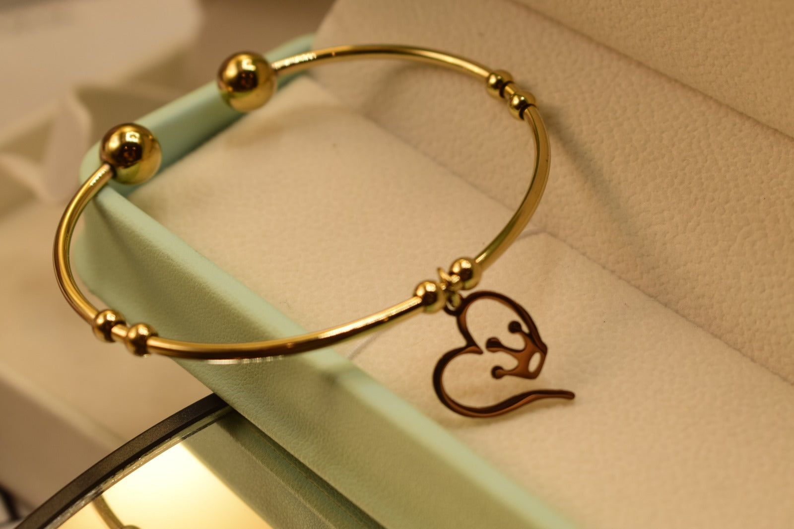 Elegant Stylish Heart Golden Bangle Bracelet for Girls/Women