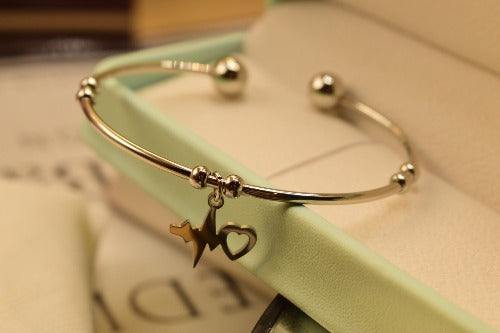 Elegant Stylish Heart Beat Silver Bangle Bracelet for Girls/Women