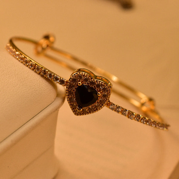 Gorgeous Heart Design Gold Plated Real Stones Bracelet for Girls/Women